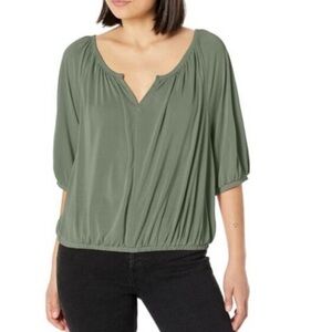 Lucky Brand ‘Loden Green’ Sandwashed Bubble Peasant Top